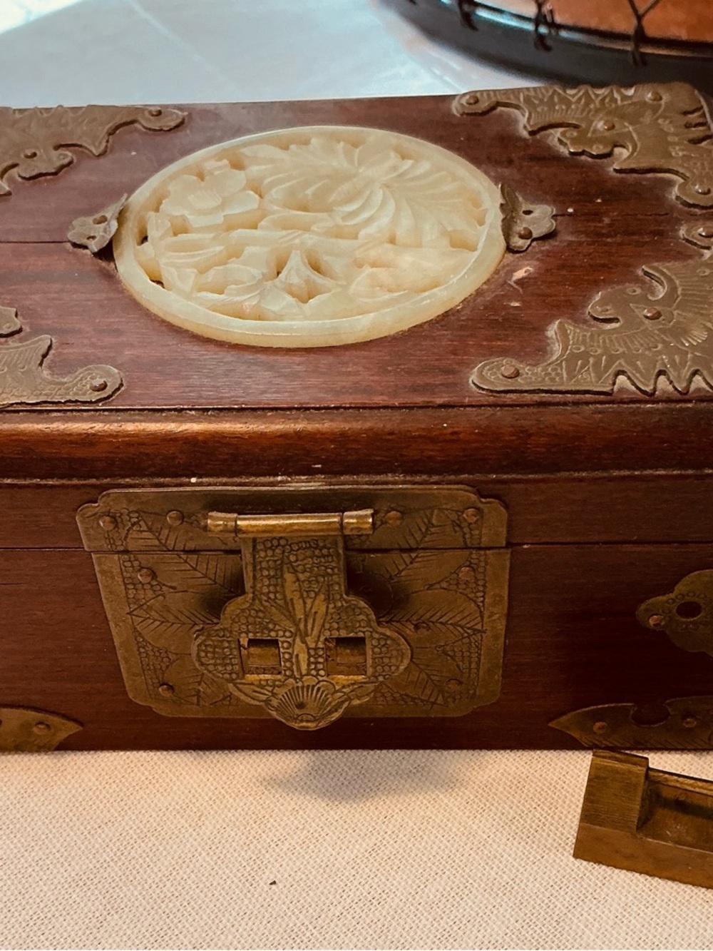 Ornate Chinese Box-Accented Wooden Decorative Box - Ivory inlay - Picture 1 of 5